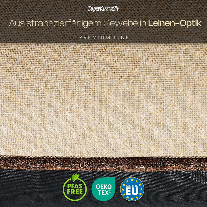 Outdoor Leinen-Optik Sitzkissen Stuhlkissen - 4er Set - 45 x 45 cm - Made in EU, Wasserdichtes & UV-