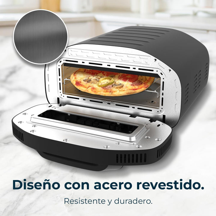 Cecotec Elektrischer Pizzaofen mit Sichtfenster Pizza&Co Tifosi. 1700W, 12 Liter Kapazität, digitale