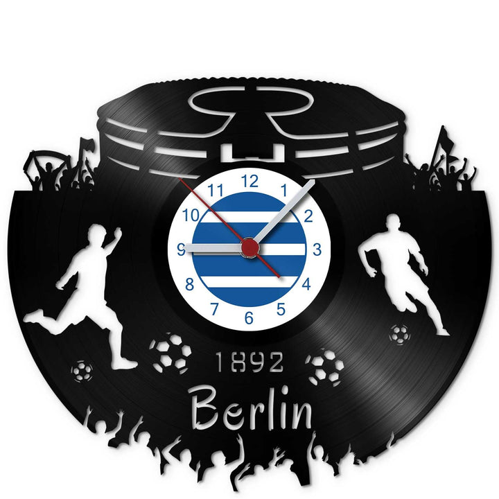 GRAVURZEILE Schallplattenuhr Berlin - 100% Vereinsliebe - Upcycling Design Wanduhr aus Vinyl Made in