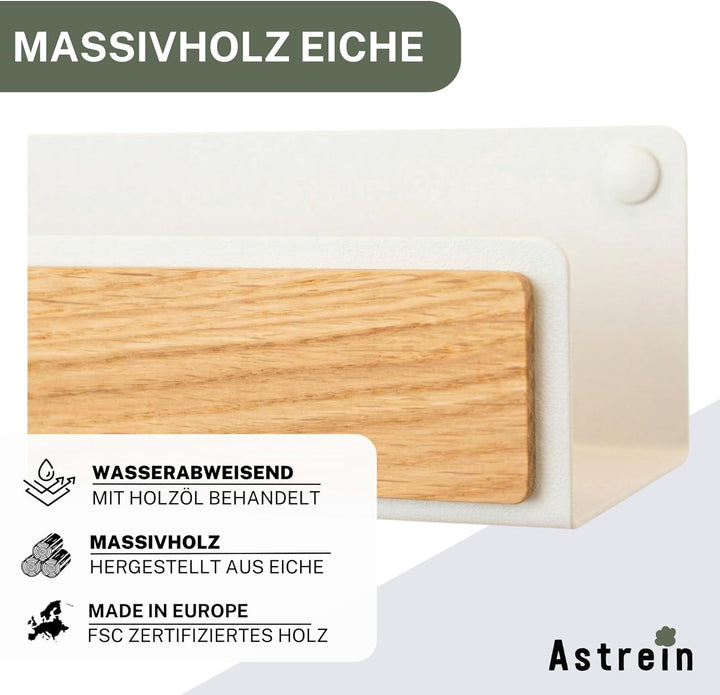 Astrein® | Schlüsselbrett Magnetisch | Schlüsselboard aus Holz | Eiche | Schlüsselhalter mit Ablage