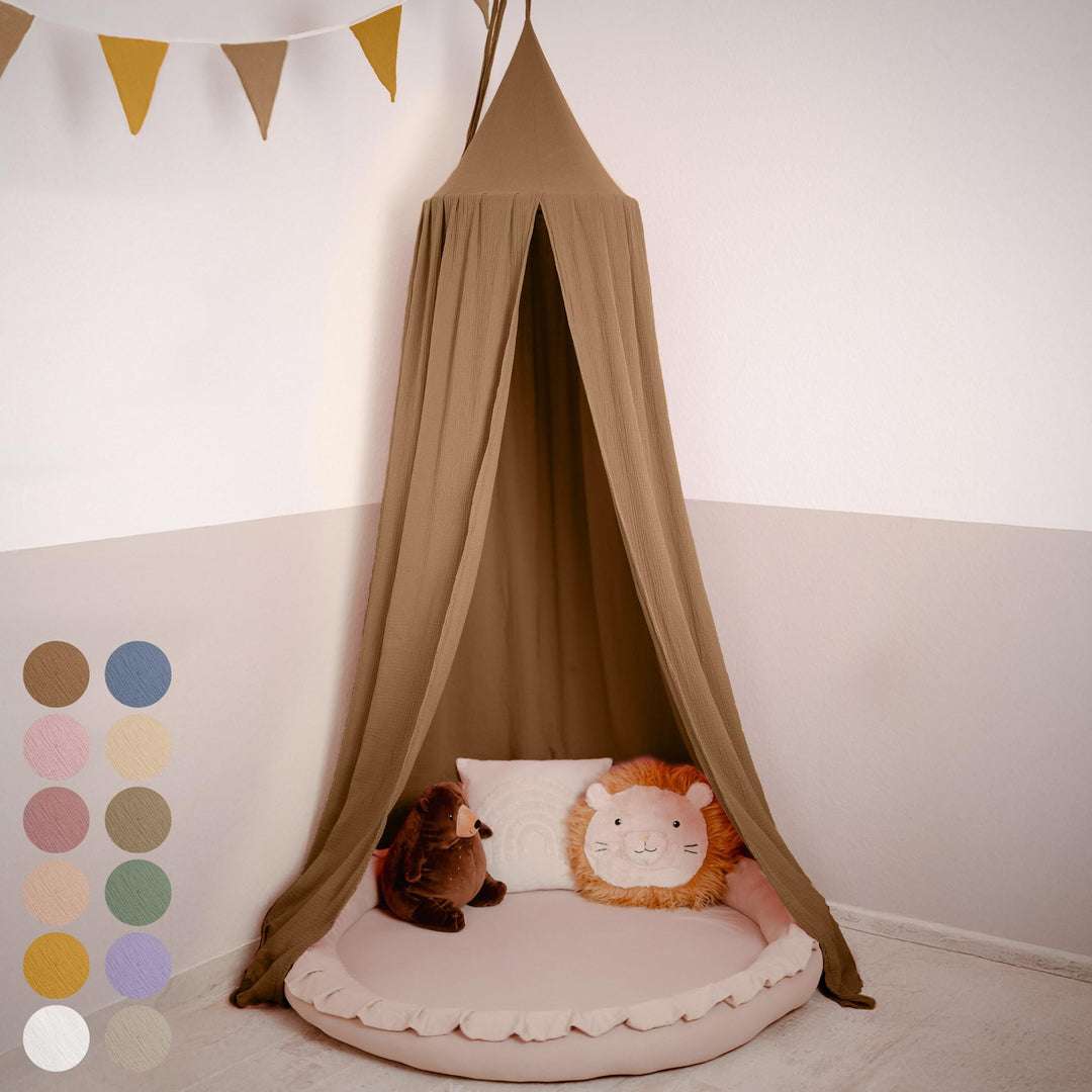 Baldachin Kinderzimmer [in 12 Farben] - Betthimmel aus 100% Baumwolle Musselin Handmade für Mädchen