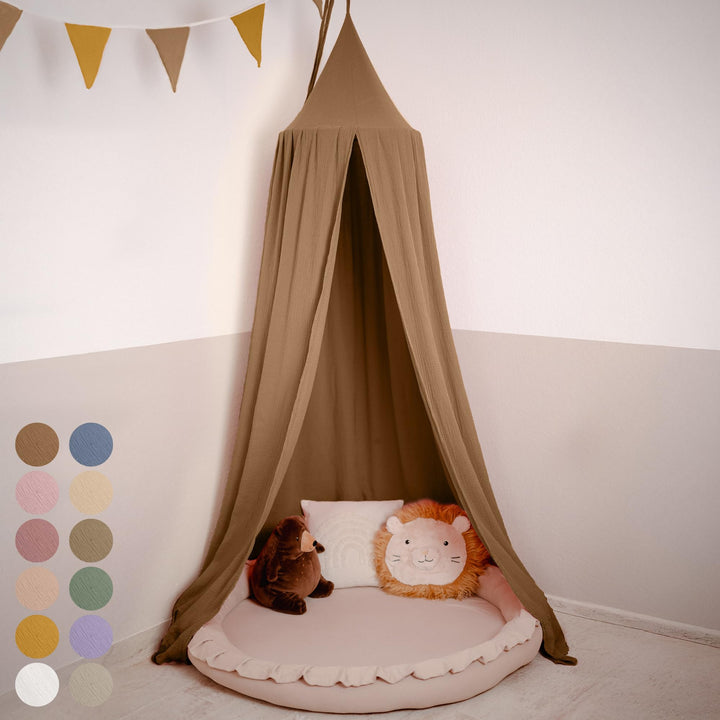 Baldachin Kinderzimmer [in 12 Farben] - Betthimmel aus 100% Baumwolle Musselin Handmade für Mädchen