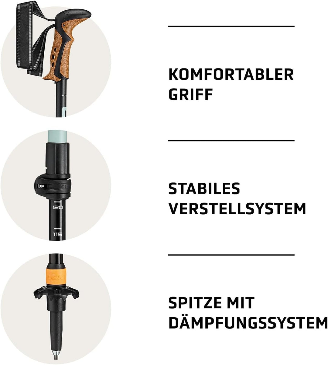 LEKI Khumbu AS Wanderstöcke Damen & Herren | verstellbare Trekkingstöcke aus Aluminium (110-145cm) m
