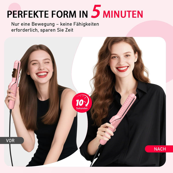 Air Lockenstab und Glätteisen 2-in-1, 360° Kaltluft-Welleneisen für Haare, Schnelle Locken, Ionen Cu