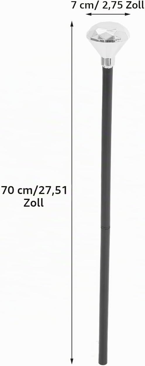 Toddmomy Silberner Königszepter Gehstock mit Diamant Design Leichtes Cosplay Zauberstab Requisit für