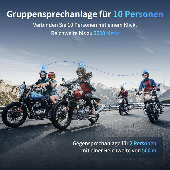 Fodsports M1-S Plus Motorrad Headset Bluetooth,Intercom Motorrad für 8 Motorräder Helm,Motorrad Komm