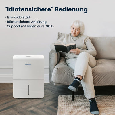 Newentor Luftentfeuchter 25L/24h, Für 215m³/80m² Räume - 3 fache Geräuschreduktion - 290W Stromspare