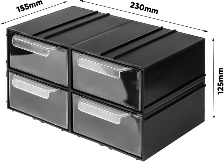 Aufbewahrungsbox mit Schubfächern Sortimentskasten - 12 Stück Transparent Schubladen - 690 x 155 x 1