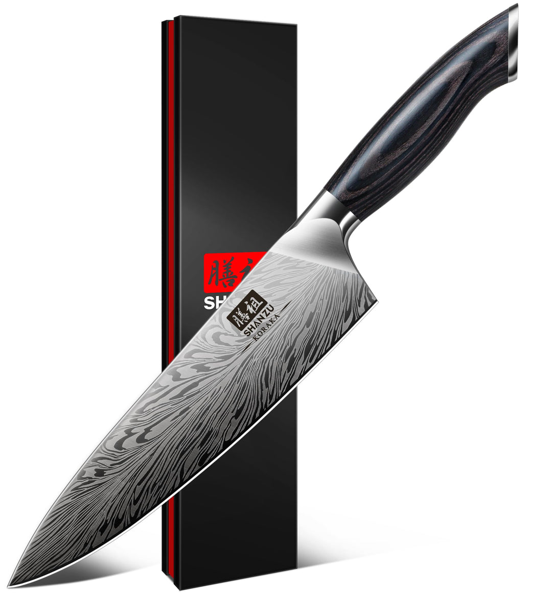 SHAN ZU Kochmesser aus Pulverstahl, Japanisches Küchenmesser, 20 cm Professionelle Chefmesser mit Ho
