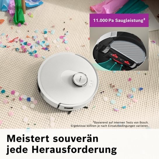 Bosch Smarter Saugroboter mit Wischfunktion Spotless Advanced + BCRD2W | Vision Objekterkennung, Ant