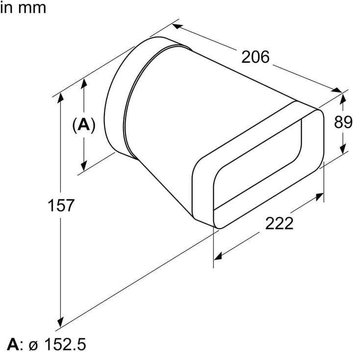 Bosch HEZ9VDSI0 Zubehör für Kochfelder mit Dunstabzug, Adapterrohrstück rund-flach, Ø 15 cm Durchmes