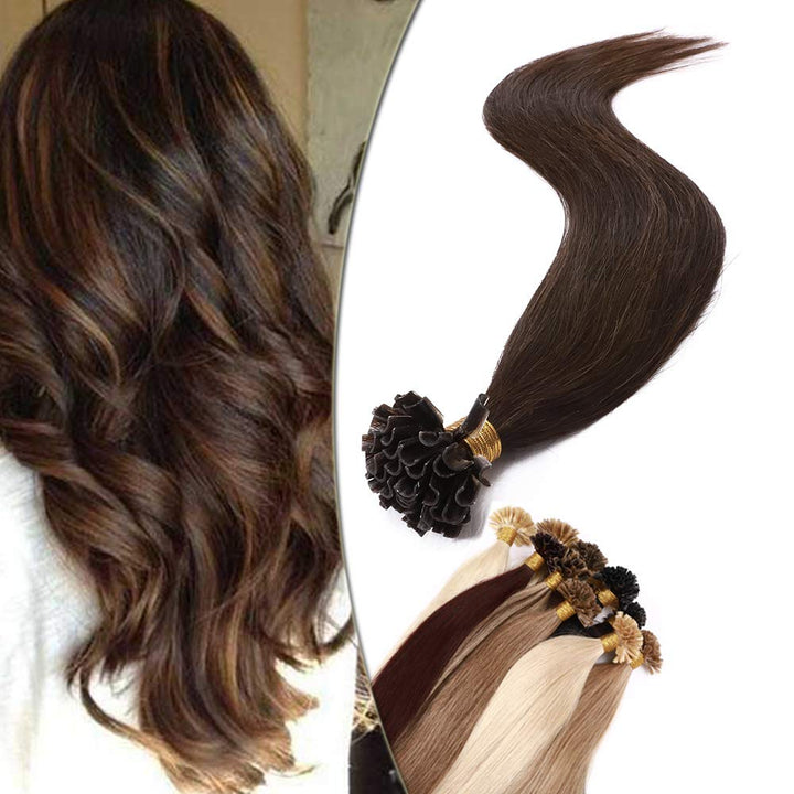 SEGO Extensions Echthaar Bondings Keratin U-Tip Remy Human Hair Haarverlängerung 50 Strähnen Mittelb