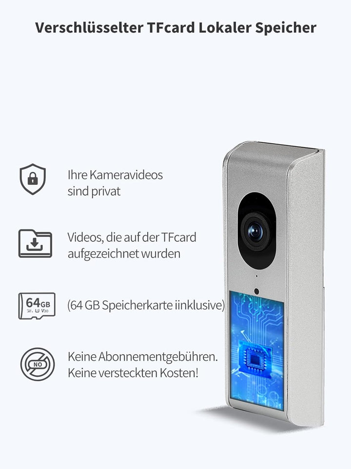 SecuFirst Türklingel mit Kamera mit Chime,Video Türklingel Kabelgebunden,WLAN Klingel Haustür Aussen