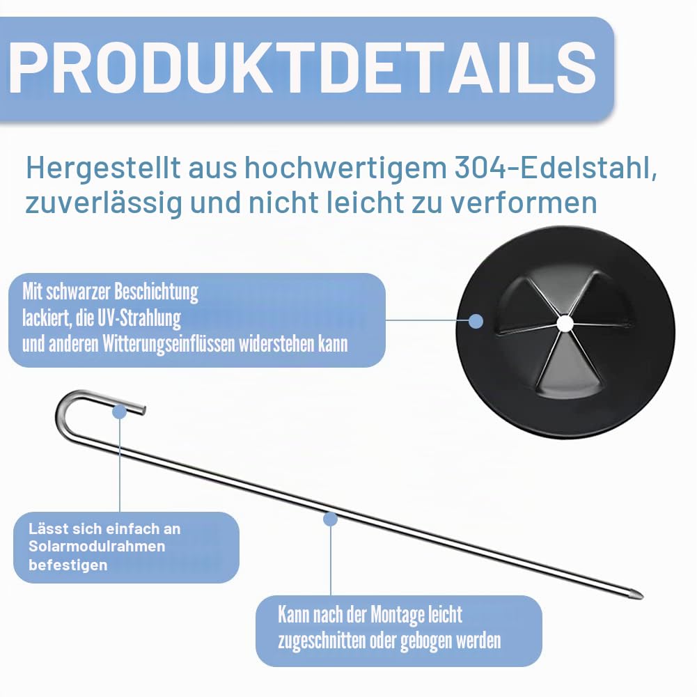 Klammern für Solarpanel-Schutzgitter, Edelstahl Solarmodul für Solarpanel-Vogelschutzgitter, Klammer