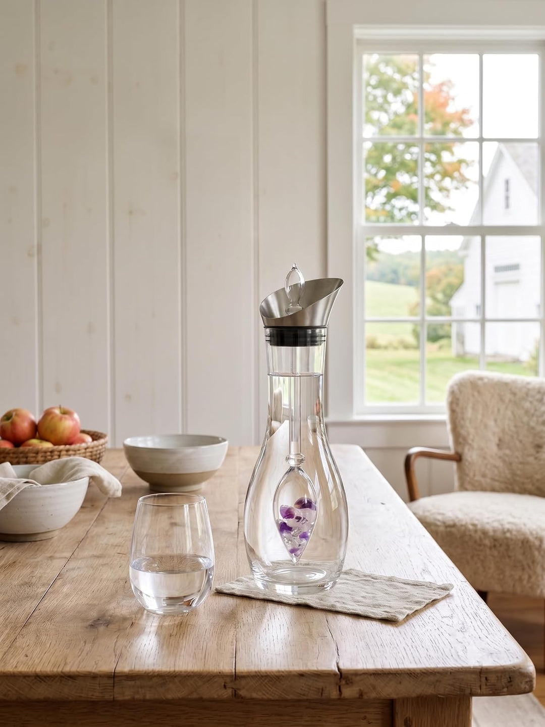 Vitajuwel Wellness Edelsteinwasserset für Zuhause (Karaffe Era & Phiole) mit Amethyst, Rosenquarz &
