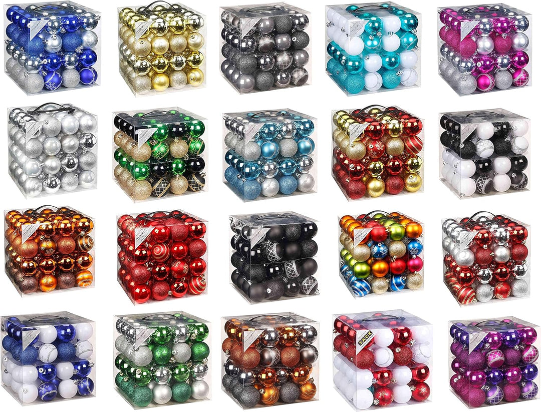 64x Kunststoff Christbaumkugeln 6cm Kugel Box Glanz Glitzer Matt Dekor Inge Glas, Farbe:Gold, Gold