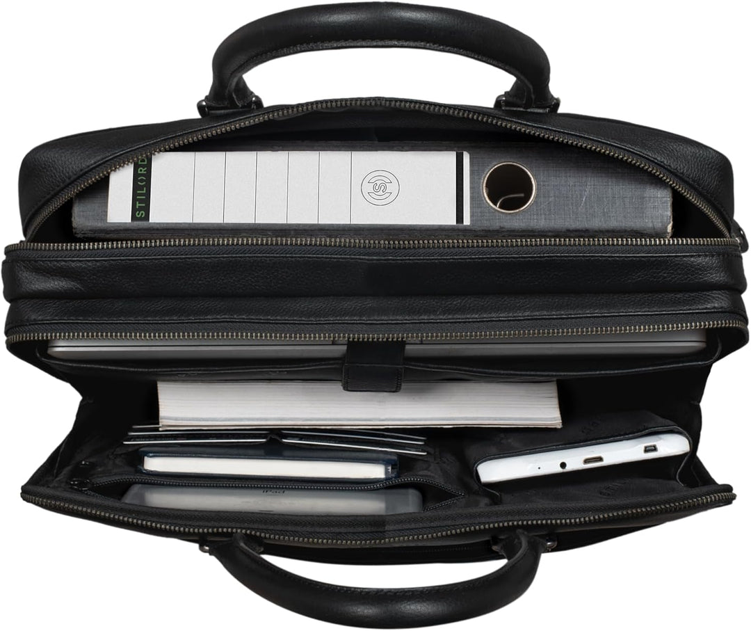 STILORD Drake Businesstasche Leder Gross Vintage Aktentasche XL Ledertasche Laptoptasche für Arbeit