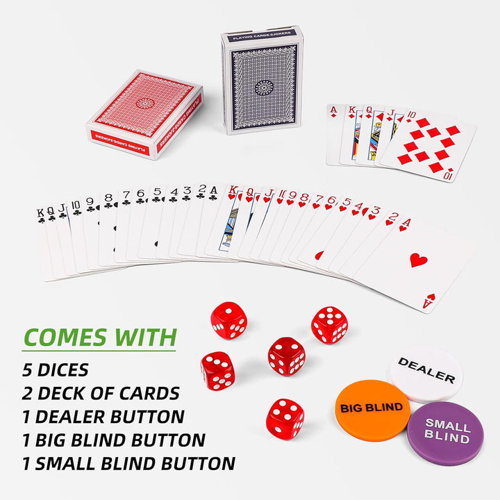 Poker-Set 300-teilig: Laserpokerchips in verschiedenen Werten und Farben, Komplettset mit 12g Zahlen
