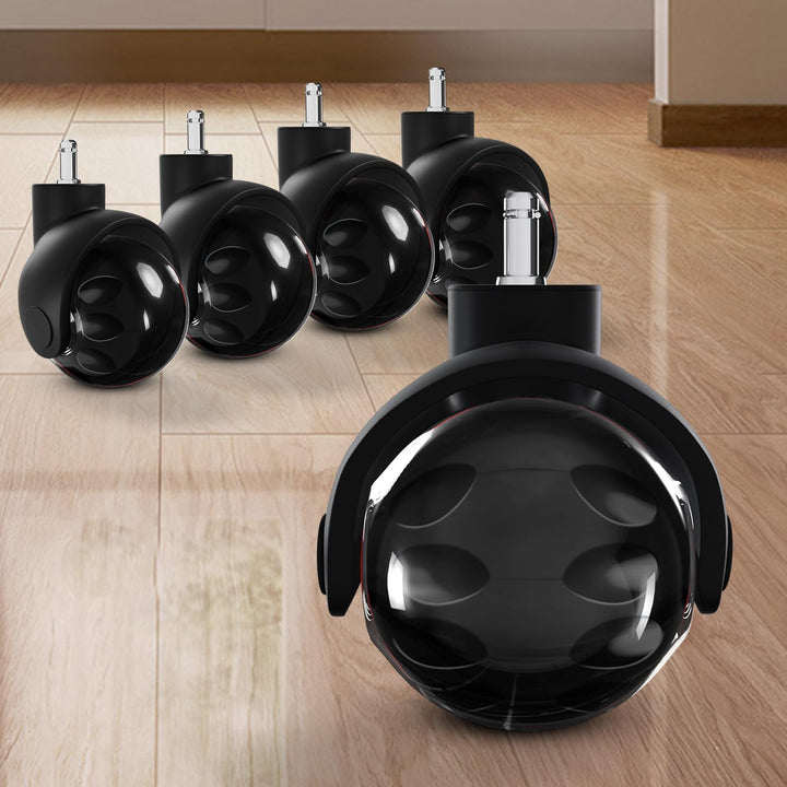 Sytopia Bürostuhl Rollen 5er Set in Schwarz, Rollen für Bürostühle 11 x 22 mm für Teppichböden, Hart