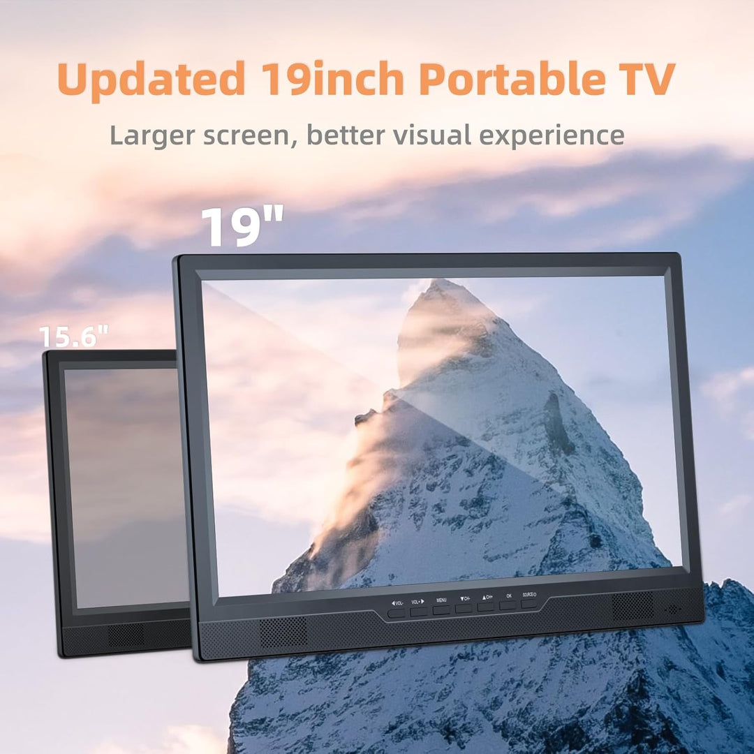 DESOBRY 19-Zoll Fernseher 1080P mit Antenne, Kleiner Fernseher mit HDMI/AVEingang USB-Anschluss, Tra