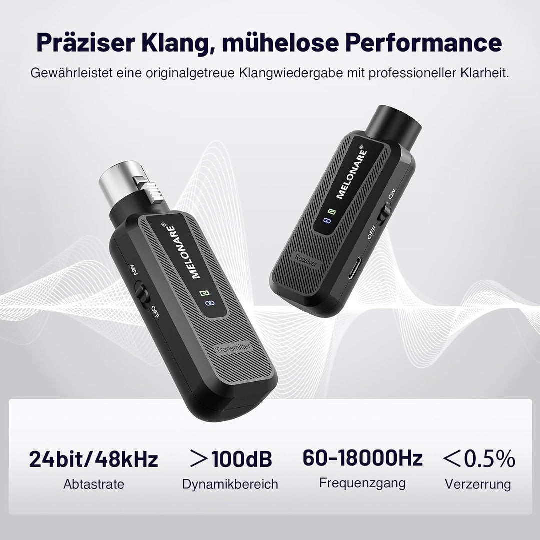 Melonare Plug on UHF 900MHz XLR Wireless Microphone Adapter, XLR Wireless Audio Transmitter & Receiv