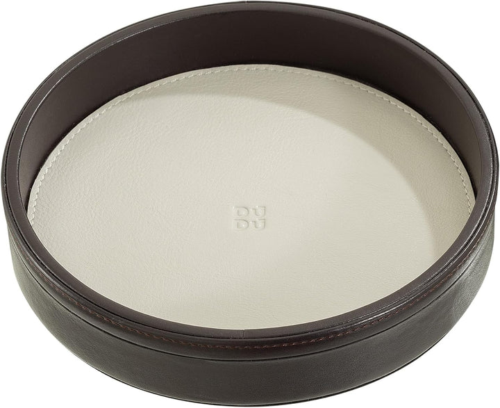 DUDU Rundes Leder-Tablett für den Eingangsbereich, kleines 16cm grosses Tablett in Buntem Design, De