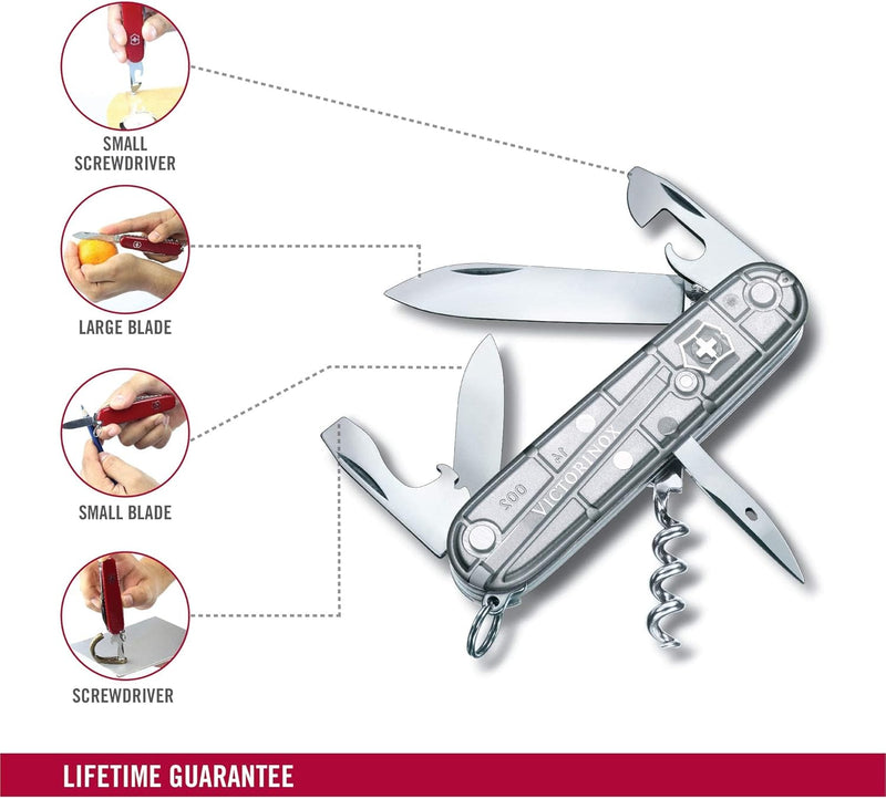 Victorinox Taschenmesser Spartan (12 Funktionen, grosse Klinge, Korkenzieher) 91mm Silber Transparen