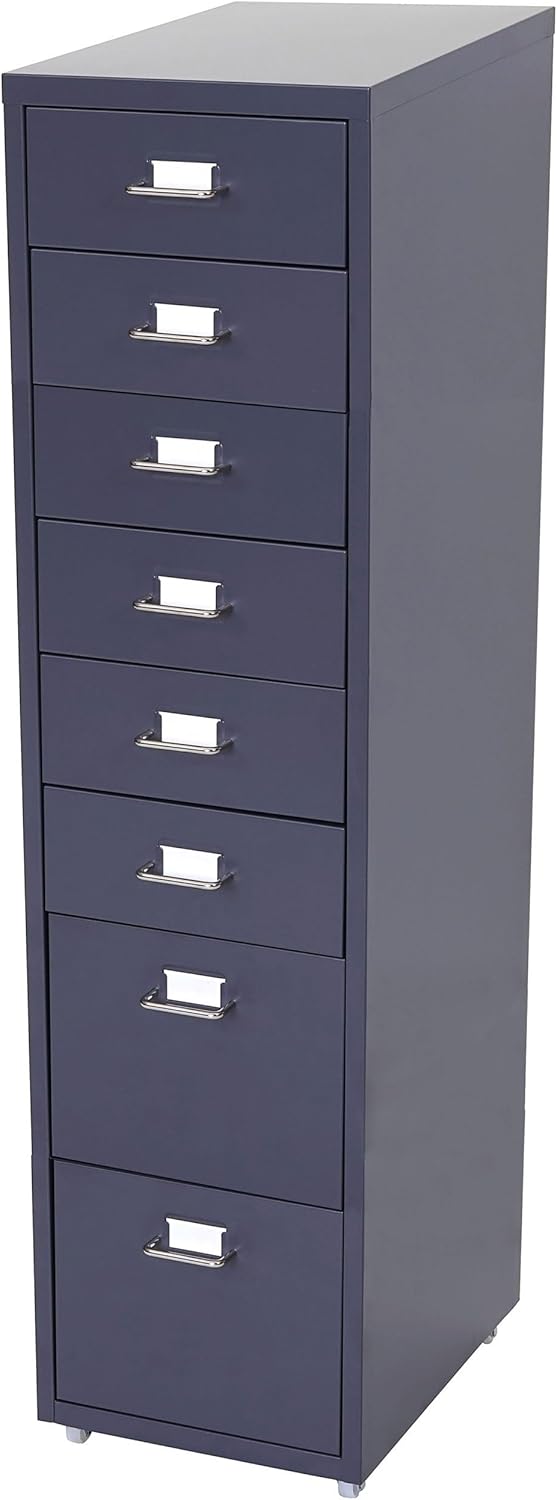 PROREGAL Rollcontainer Housten HxBxT 110x28x41cm 8 Schubladen Dunkelgrau Schubladenschrank Stahlschr