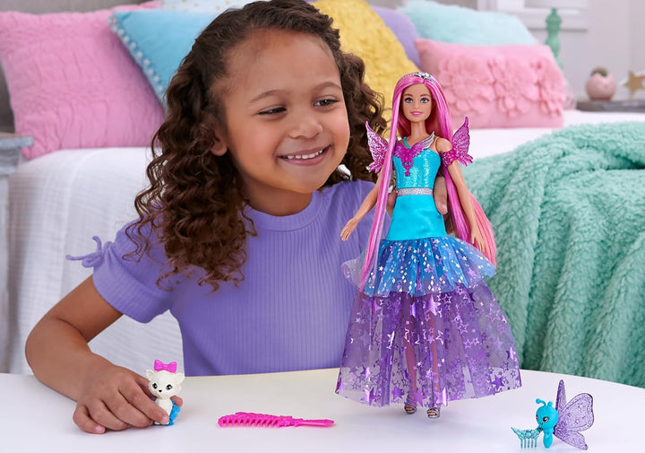 Barbie Ein Verborgener Zauber Puppe - Langhaarige Malibu Roberts Puppe mit schimmerndem Kleid, Zubeh