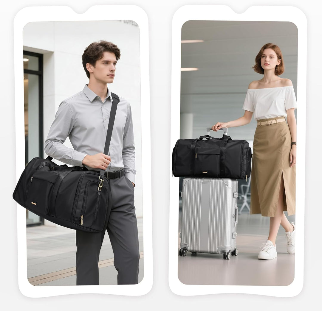 2-in-1 Kleidersack Handgepäck Flugzeug 48L, Wasserdicht Knitterfrei Reisetasche mit Schuhfach &amp; Troc