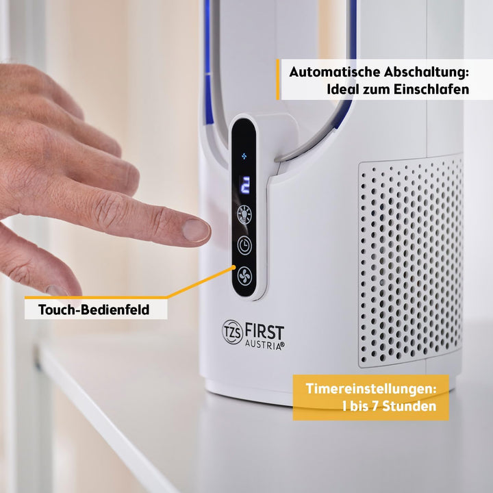 TZS First Austria Tischventilator mit Akku 2500mAh | USB Aufladekabel 5V | Leiser Ventilator mit Dis