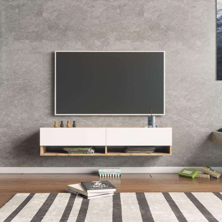 [en.casa] TV Board Laitila TV Schrank mit 2 Ablagen 2 Schranktüren Lowboard Fernsehtisch 140 x 31,5