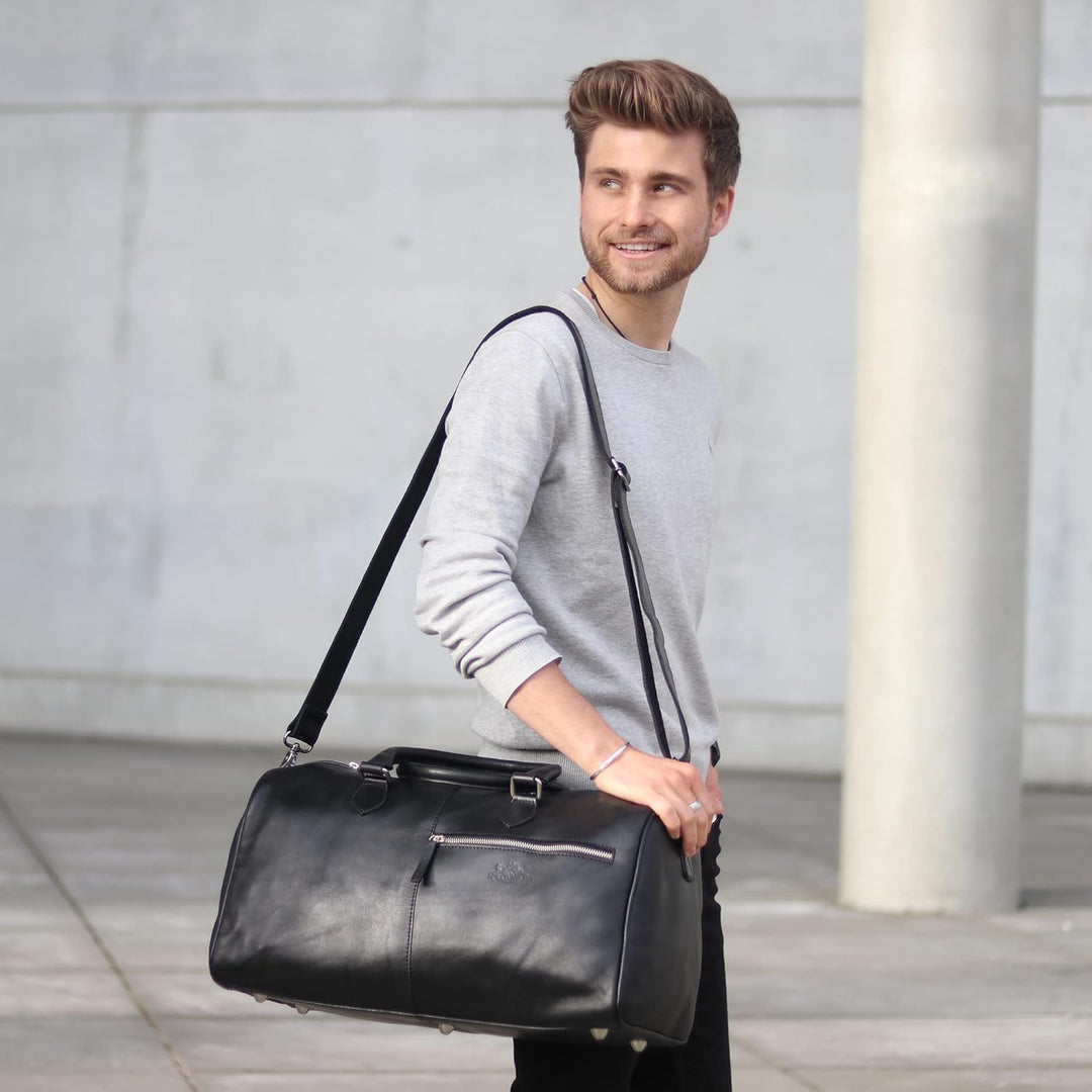 SID & VAIN Weekender Seattle aus Premium Leder I Sporttasche gross für Herren und Damen I Reisetasch