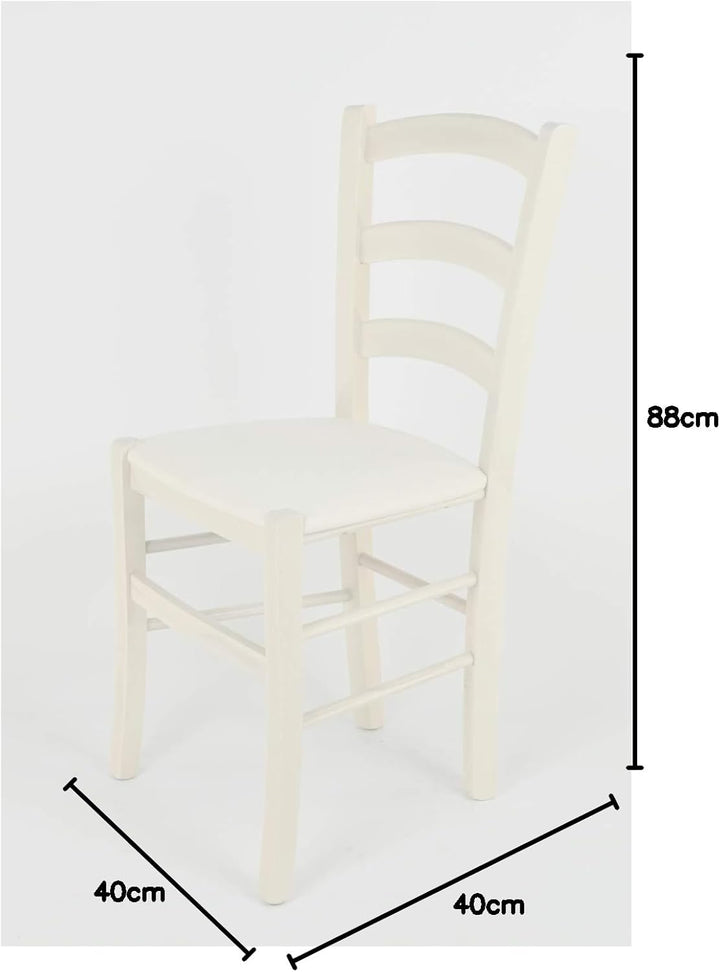 Tommychairs Stuhl Venice robuste Struktur aus lackiertem Buchenholz in der Anilinfarbe Weiss und Sit