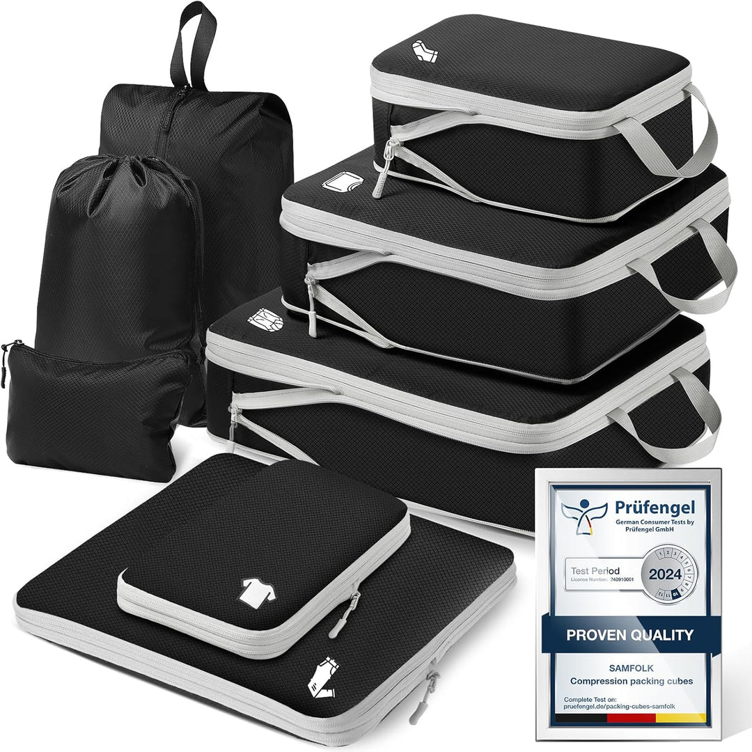 Koffer Organizer Packing Cubes Compression 8 Stück, Wasserdicht PackwüRfel Koffer Organizer Set,Trav