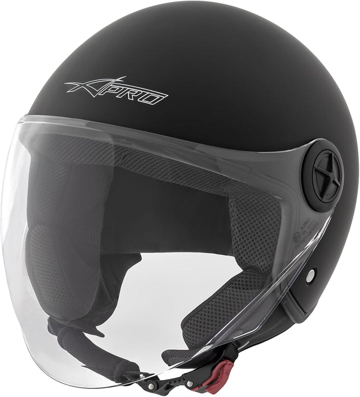 Motorradhelm Motorrad Roller Offenes Jet Scooter Helm Viser ECE 22 BACKLINE 61-62 cm (XL) Matt Schwa