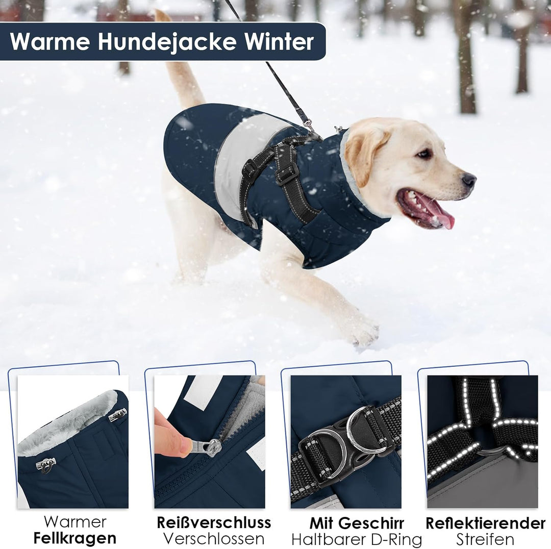 AOFITEE Hundemantel Winter, Wasserdicht Warme Hundejacke Wintermantel für Grosse Hunde, Reflektieren