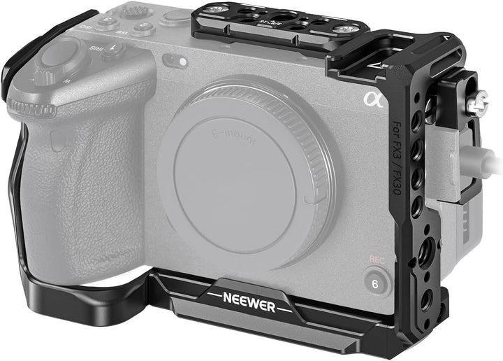 NEEWER FX3/FX30 Cage Kamera Käfig mit HDMI Cable Clamp,NATO Schiene,3/8"ARRI Positionierungslöcher,