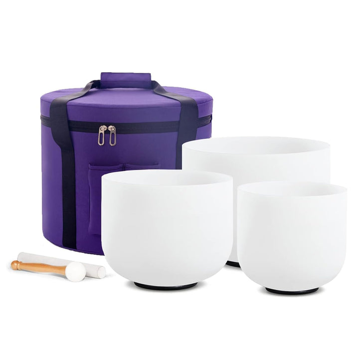 Hye-eun Kristall-Klangschalen, 432 Hz Klangschale 3er Set, 10zoll C, 8zoll F, 6zoll A,Meditations-Yo