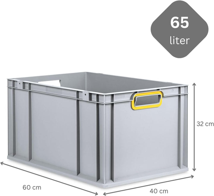 SuperSparSet 5x Eurobox NextGen Color | HxBxT 32x40x60cm | 65 Liter | Griffe gelb offen | Verstärkte