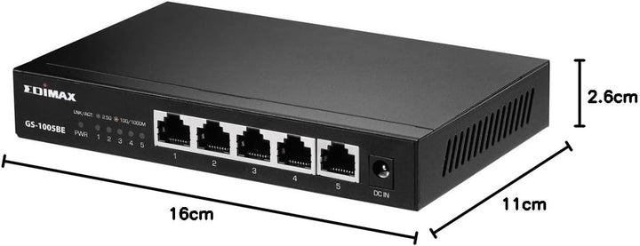 Edimax 15321058 GS-1005BE Netzwerk Switch 5 Port 250 MB/s, Schwarz