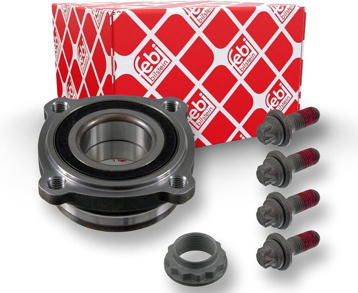 febi bilstein 38258 Radlagersatz mit Achsmutter und Befestigungsschrauben , 1 Stück