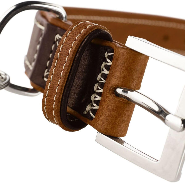 HUNTER TARA Hundehalsband, Leder, Juchtenleder, belastbar, witterungsbeständig, 45 (S), dunkelbraun/