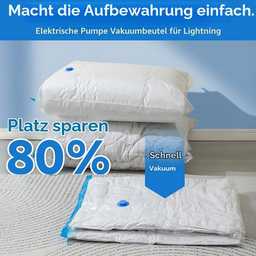 Flintronic Vakuumbeutel für Kleidung mit Elektrischer Luftpumpe, 12 Stück Vakuum-Kompressionsbeutel(