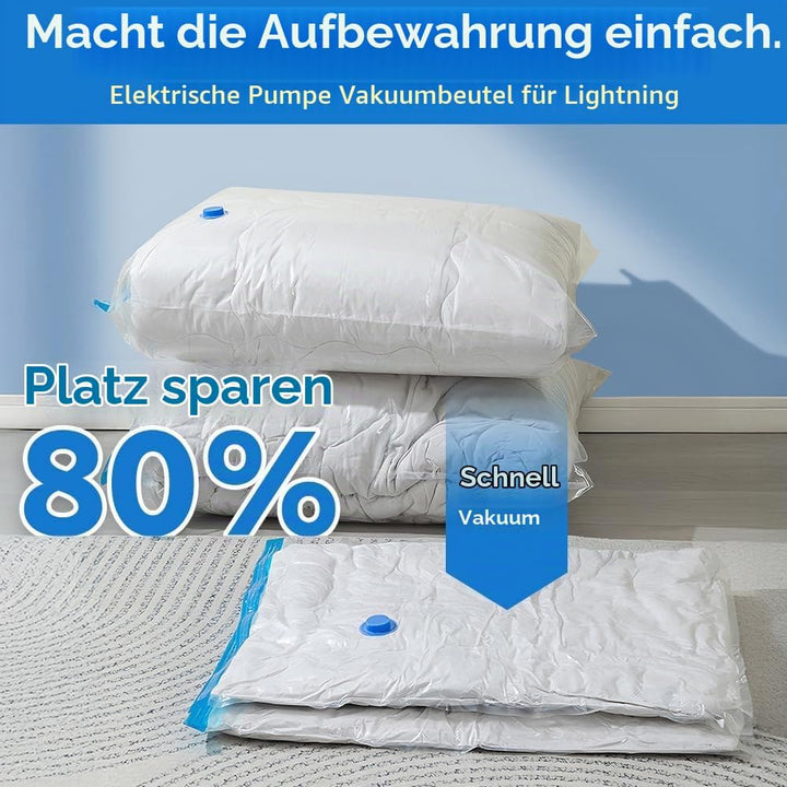 Flintronic Vakuumbeutel für Kleidung mit Elektrischer Luftpumpe, 12 Stück Vakuum-Kompressionsbeutel(