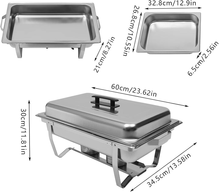 Edelstahl Buffetwärmer Speisenwärmer Chafing Dish Buffet Set - Food Warmer Warmhaltebehälter 8.98Qt