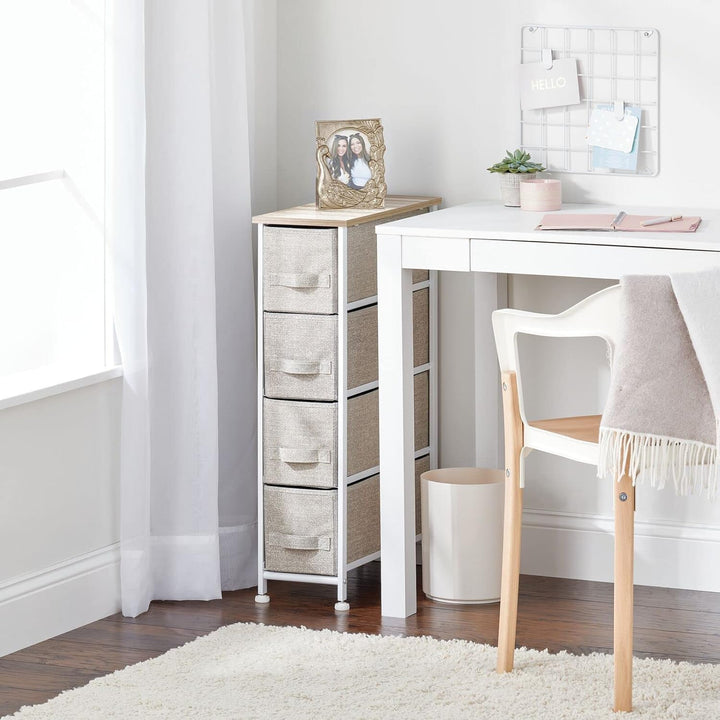 mDesign Kommode aus Stoff – praktischer Schrank Organizer mit 4 Schubladen – schmales Aufbewahrungss