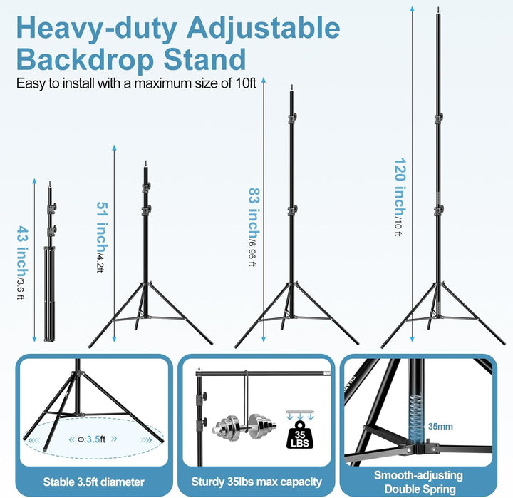 EMART Studio Hintergrund Ständer 3x3m, Professionelles Hintergrundsystem Fotografie Heavy Duty Hinte