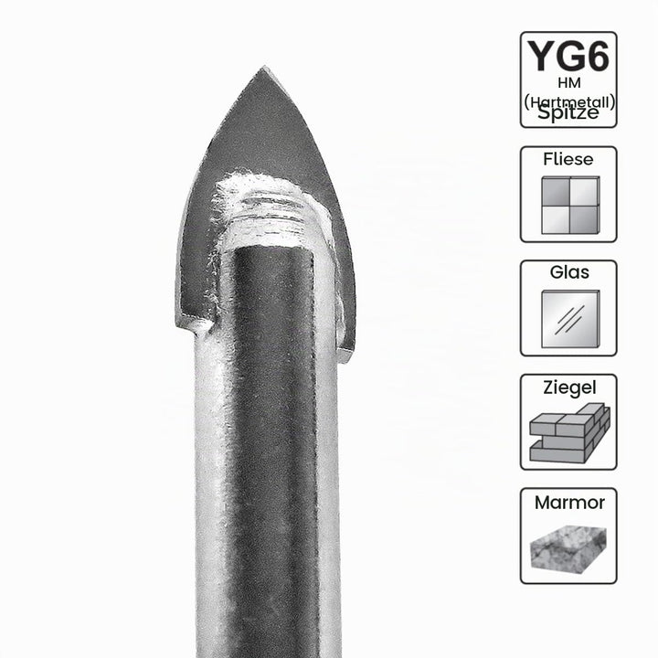 S&amp;R Professional 2-tlg Set 6 mm Diamantbohrer, Diamant Fliesenbohrer und Karbid Glasbohrer, Keramikb
