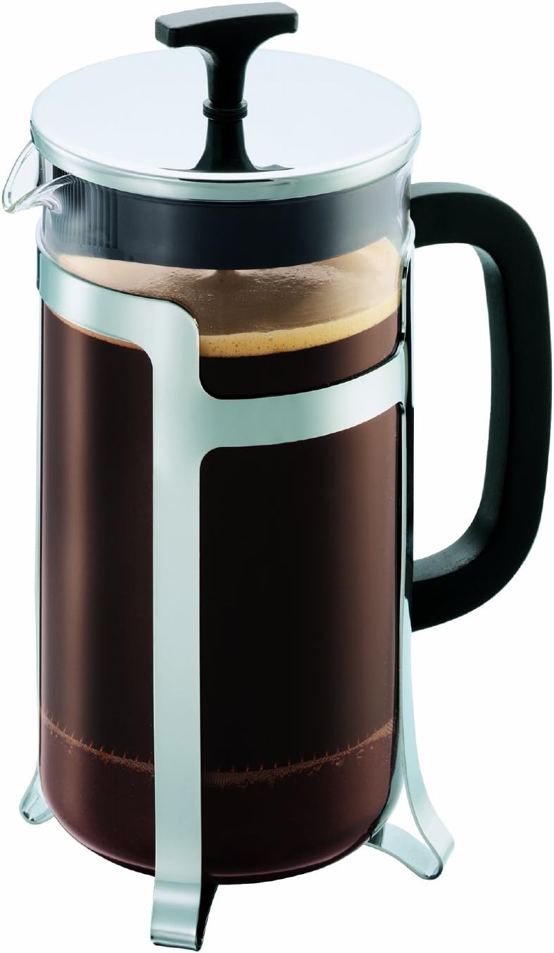 Bodum JESPER Kaffeebereiter (French Press System, Verchromter Edelstahlrahmen, 1,0 liters) glänzend